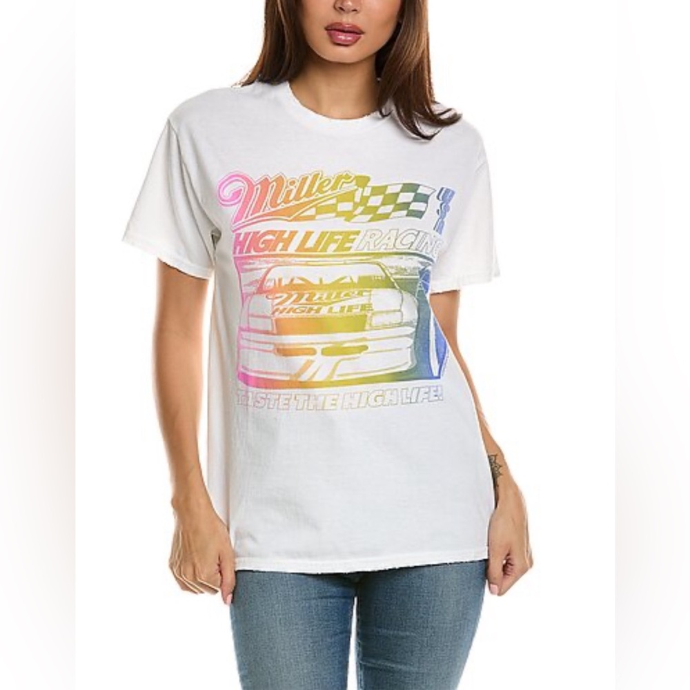 JUNK FOOD Miller High Life Racing Tee L $44 Retail